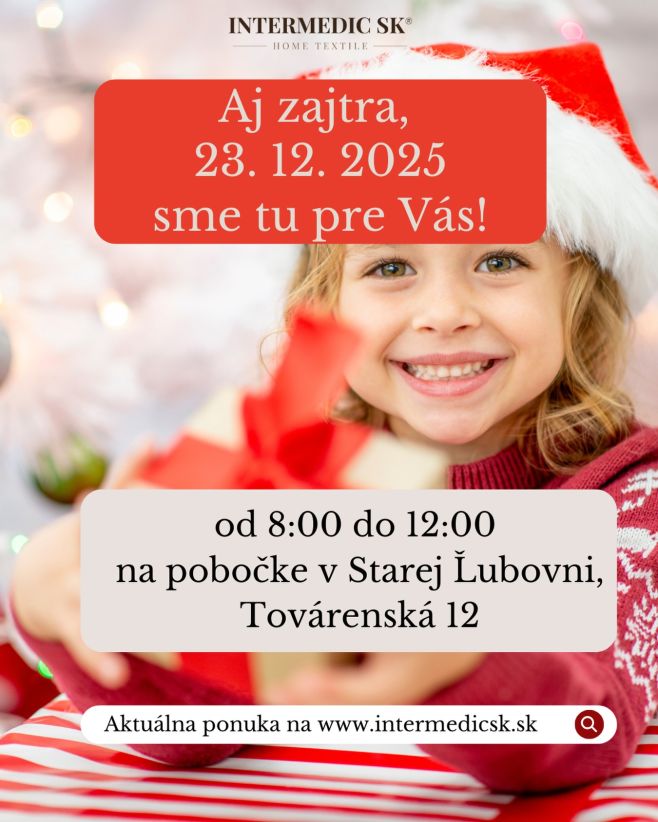 🎄 Milí zákazníci, 🎄 v predvianočný deň 23. 12. vás radi privítame na našej pobočke v Starej Ľubovni, Továrenská 12 v čase...